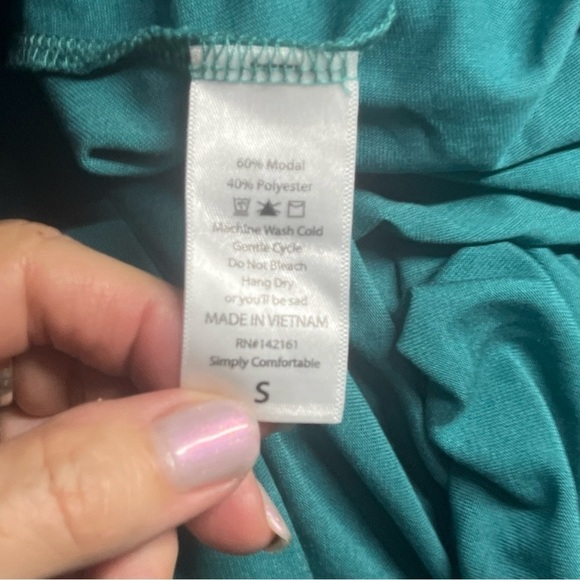 LULAROE Carly Dress High Low Midi Short Sleeve Small Dress Emerald Green - Picture 8 of 9